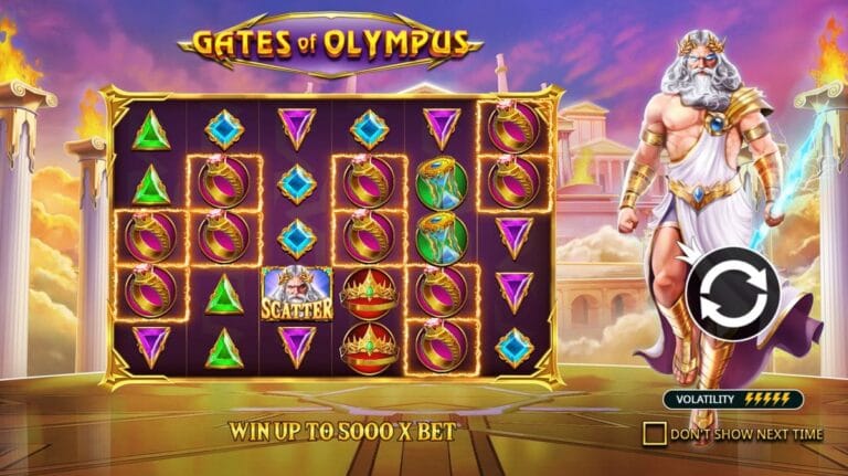 Gates of Olympus slot game intro.