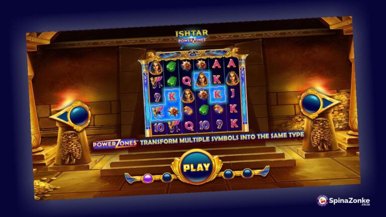 Power Zones: Ishtar slot game intro image.