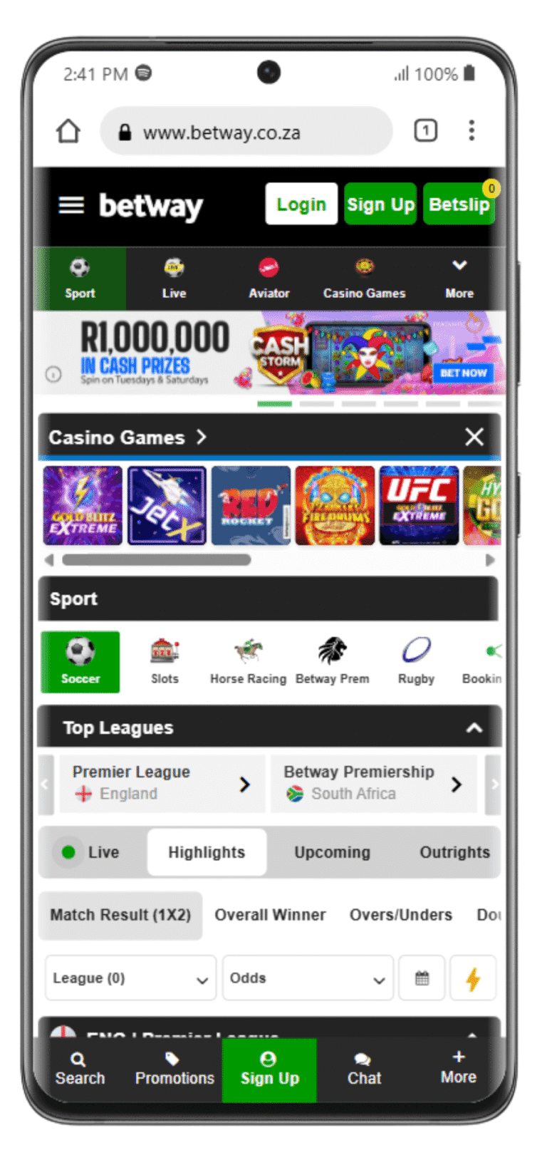 Betway Mobile Device