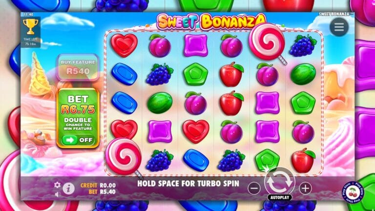 Image of Sweet Bonanza slot game layout.