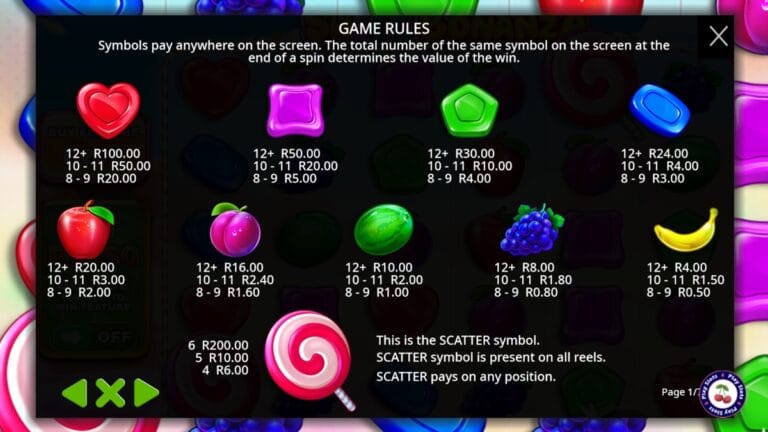Sweet Bonanza Payouts