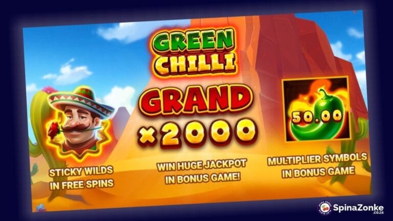 Green Chilli slot game intro image.