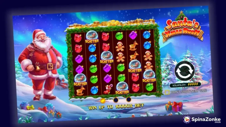 Santa’s Xmas Rush slot game intro image.