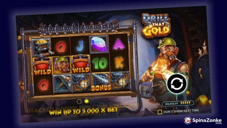 Drill that Gold slot game intro image.