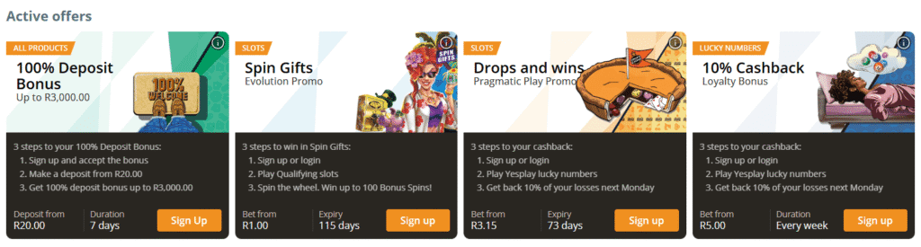 YesPlay ongoing promotions.