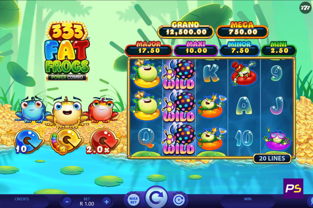333 Fat Frogs slot game layout