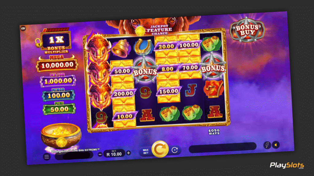 Blazing Bison Gold Blitz Extreme slot game layout