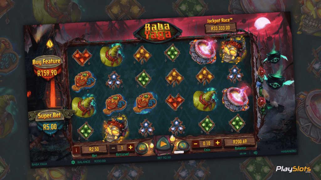 Baba Yaga slot game layout image.