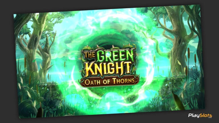 The Green Knight: Oath of Thorns slot game intro image.