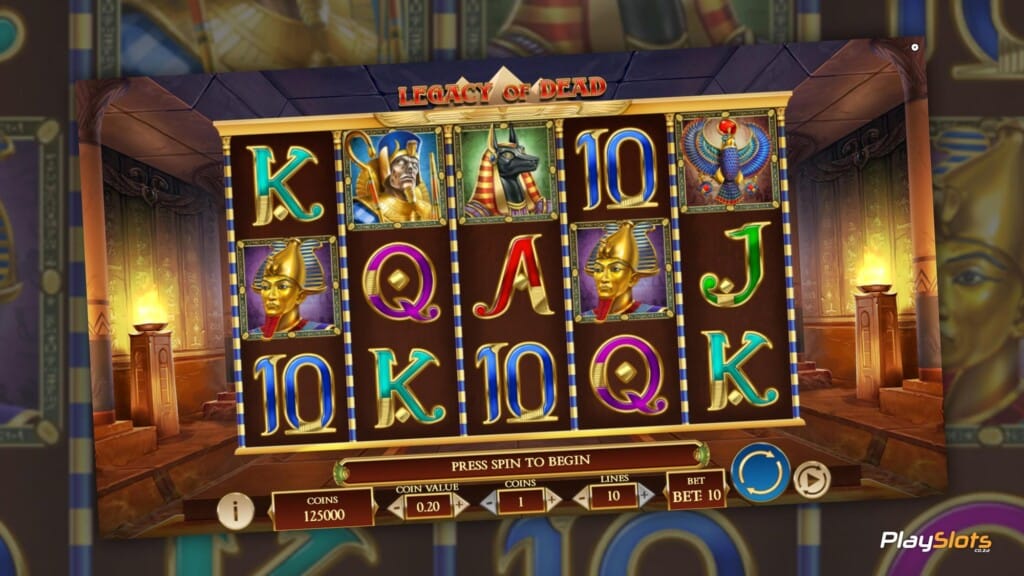 Legacy of Dead slot game layout.