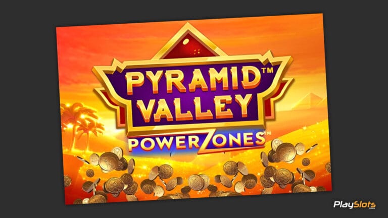 Pyramid Valley: Power Zones slot game intro image.