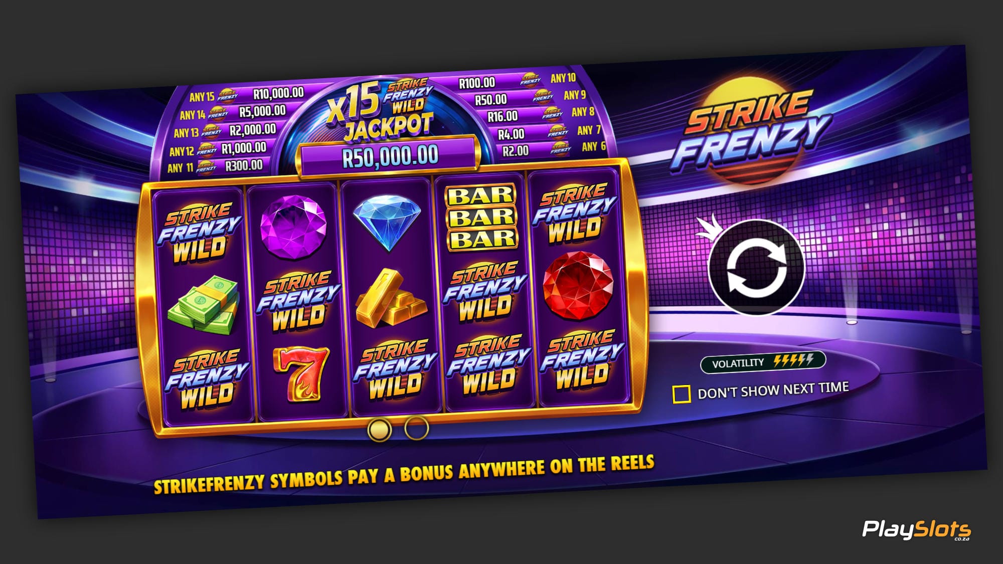 Srike Frenzy slot game intro.