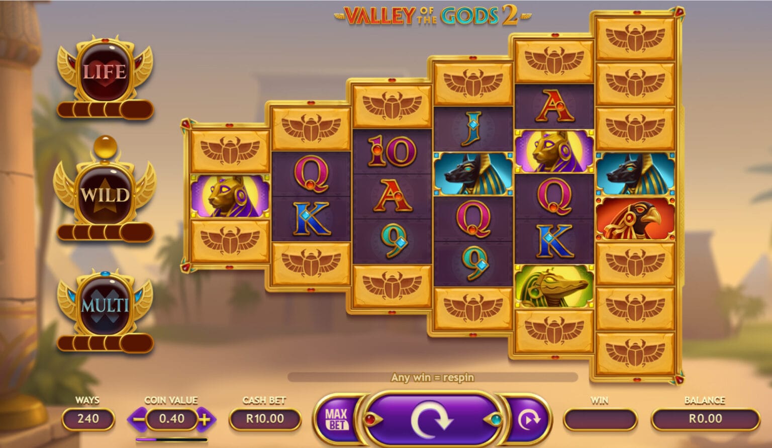 Valley of the Gods 2 slot game intro image.