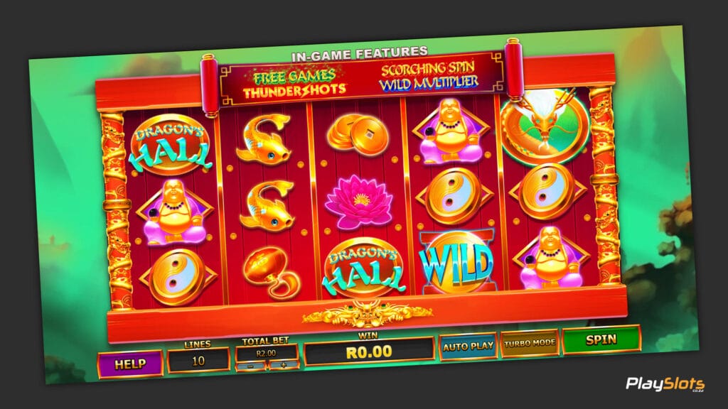 Dragon's Hall Thundershots slot game layout