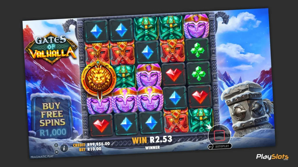 Gates of Valhalla slot game layout.
