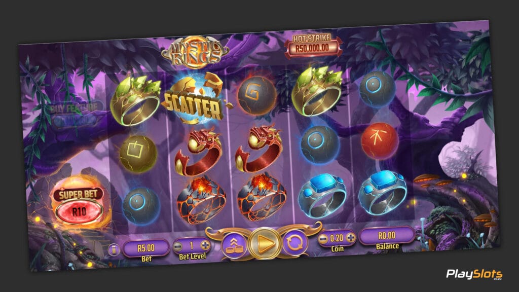 Mystic Rings slot game layout