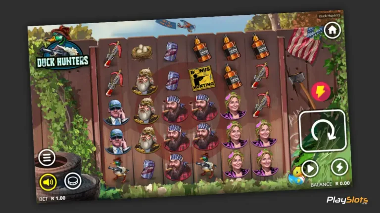 Duck Hunters slot game layout image.
