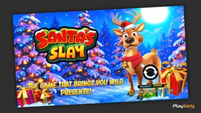 Santa's Slay slot game intro image.
