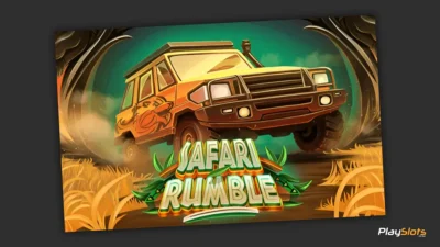 Safari Rumble slot game intro image.