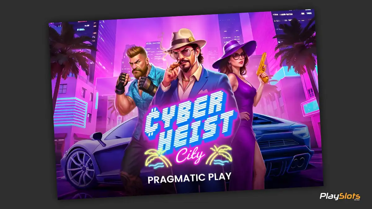 Cyberheist City slot game intro image.