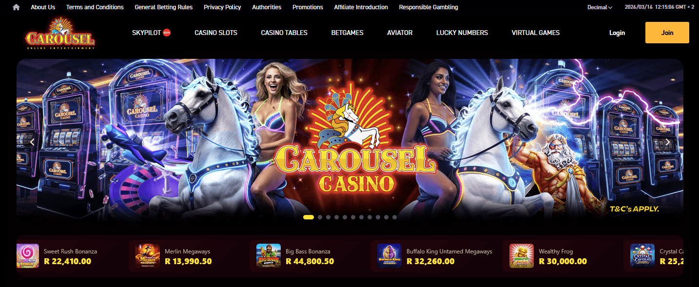 Carousel Casino home page image.