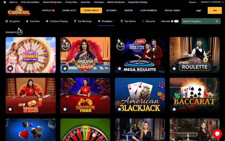 Carousel Casino live dealer games image.