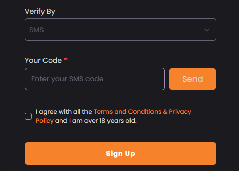 Apex Bets SMS verification image.