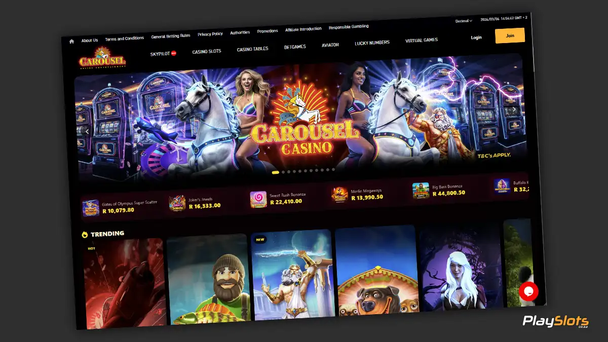 Carousel Casino website image.